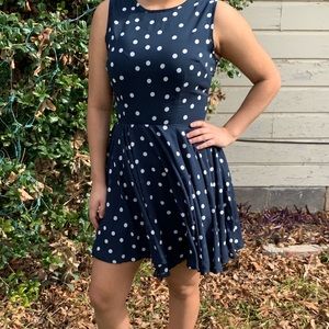 Navy Blue Polka Dot Mini Dress